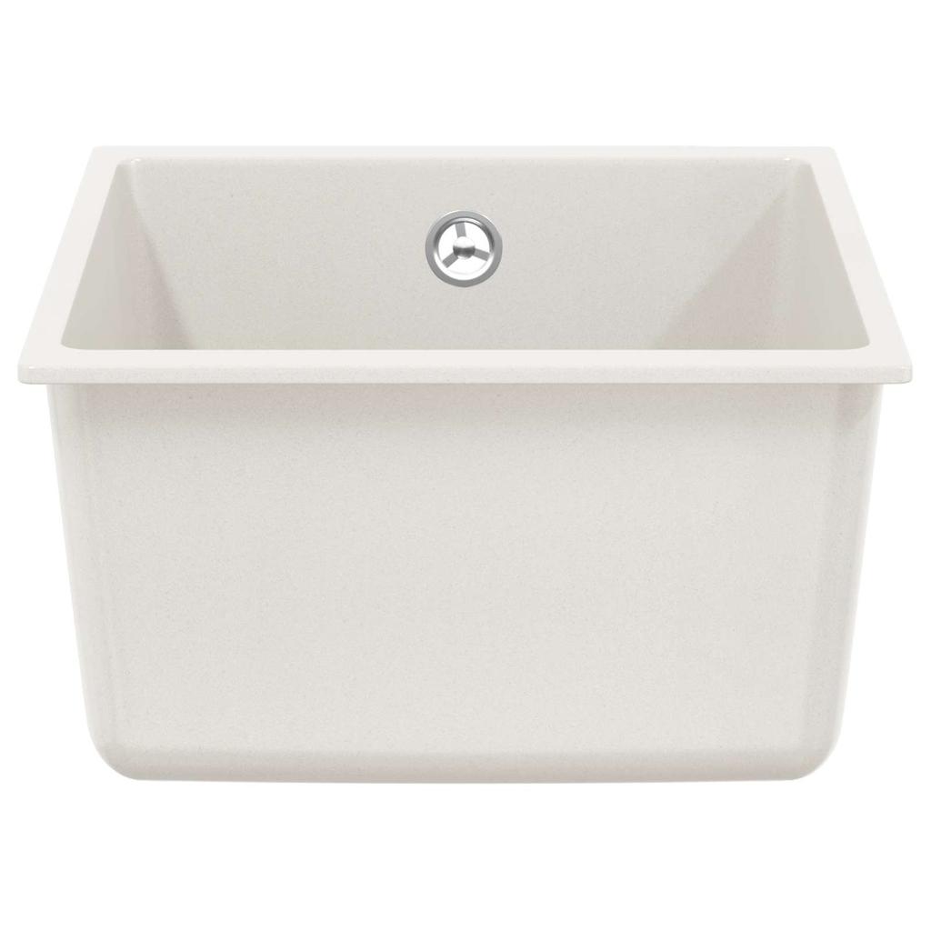 White Kitchen Sink 370 x 460 mm 80percent Quartz and 20percent Resin
