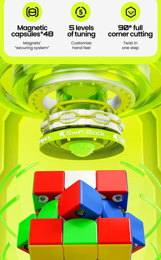 GAN Swift 3x3 Maglev 3x3 Cube with Competition 3D Puzzle [With Pouch/genuine Product] Magnet, Stickerless,