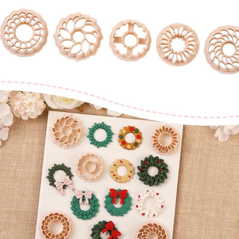 Circle Frame Polymer Clay Cutters Blossom Embossed Pottery Ceramics Clay Cutter Earrings Jewelry Molds Making Tool