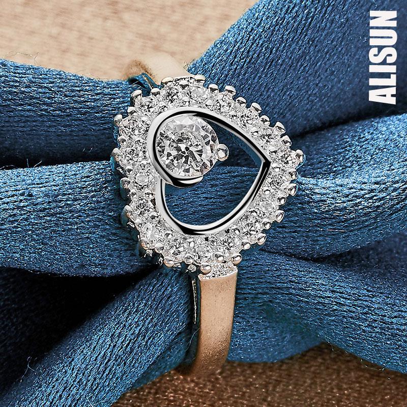 Кольцо в форме сердца из стерлингового серебра 925 пробы с цирконием AAA, модные свадебные украшения