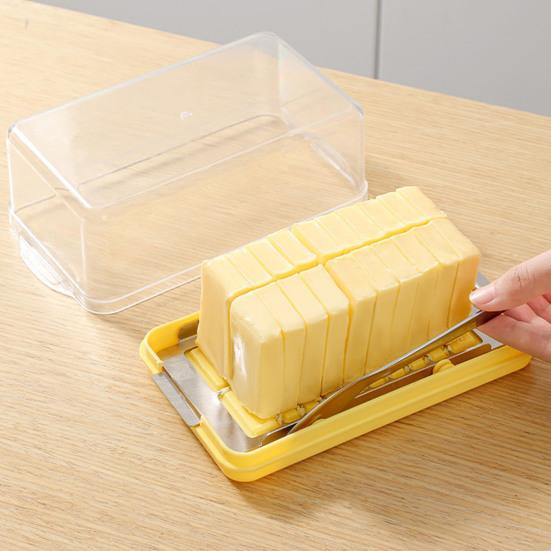 Пластиковая коробка для нарезки масла, блюдо для нарезки масла с прозрачной крышкой, для столешницы, контейнер для охлажденного масла, сделай сам