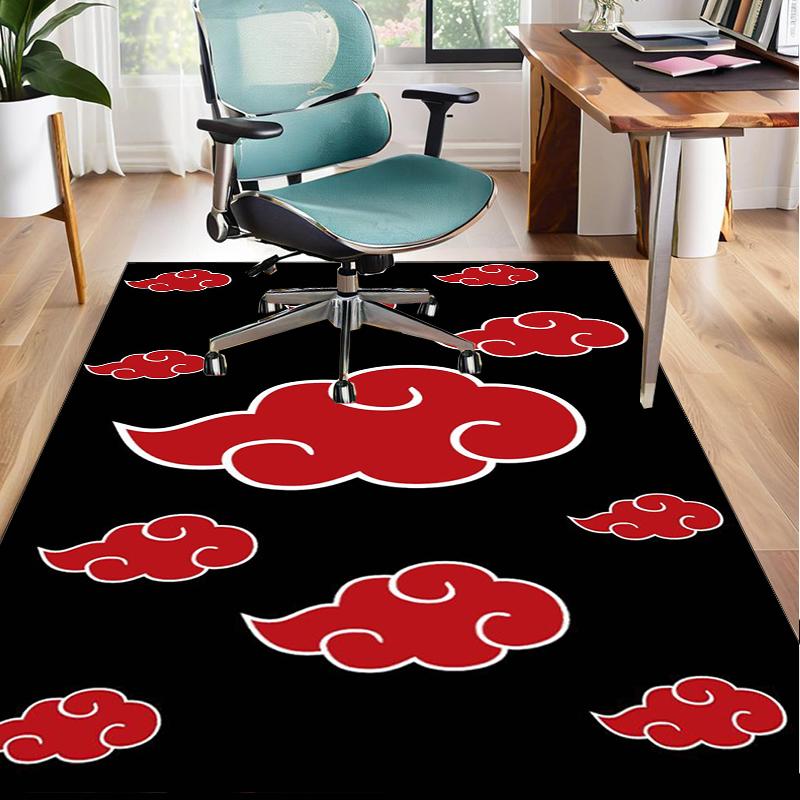 Anime Red Clouds On Black Background Office Rug Chair Mat, Game Carpet, Suitable for Front Door, Bedroom, Living Room, Desk, Holiday Gift