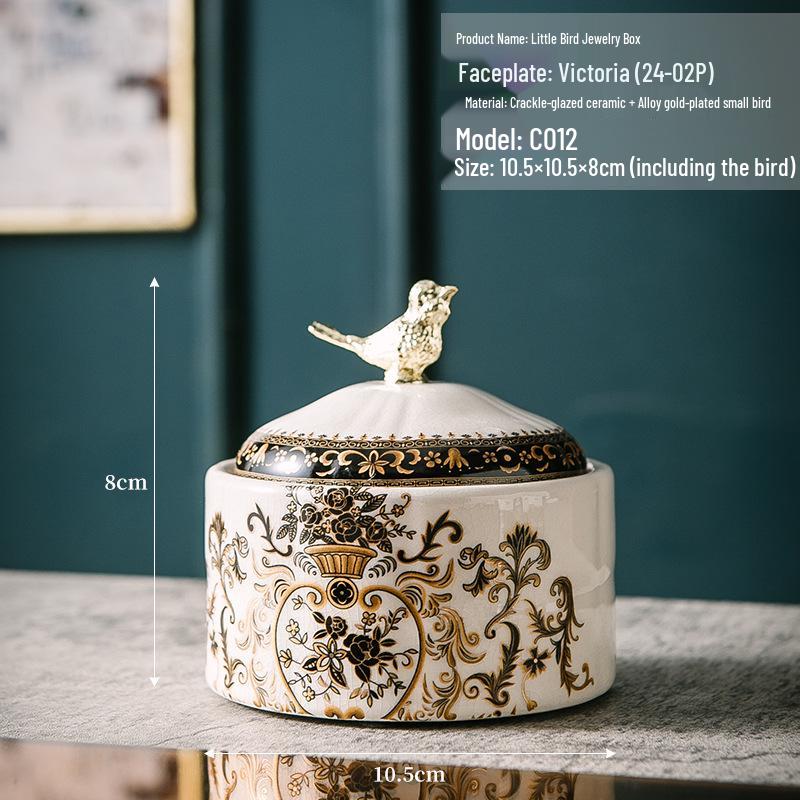 Ретро Керамическая Шкатулка для Украшений в Виде Птицы - Хранение Ожерелий и Колец, Европейский Домашний Декор