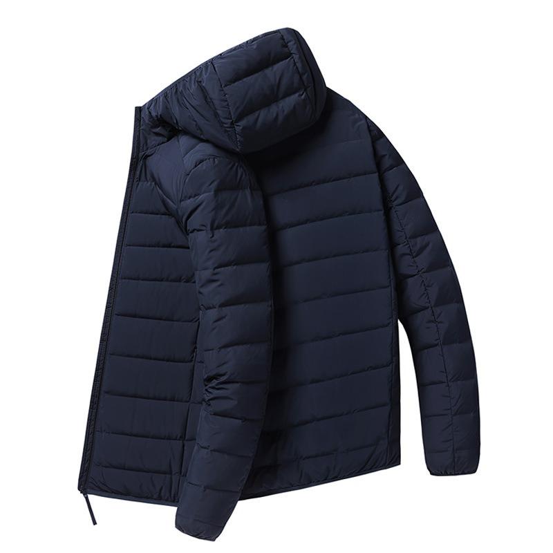 New Autumn and Winter Warm Seamless Light Down Jacket Men's Thin Short Light Hooded Handsome Jacket Tide