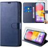 Чехол для Samsung Galaxy M13 + 2 Защитных стекла - Кожаный чехол-книжка из PU-кожи, устойчивый к царапинам - Темно-синий