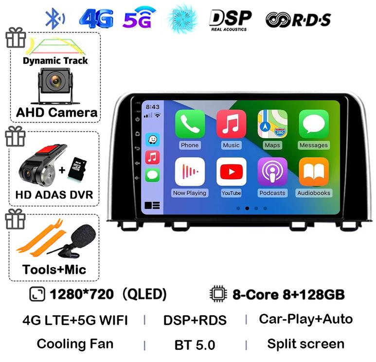 Android 14 Carplay Автомагнитола для Honda CRV 2016 2017 2018 2019 2020 2021 Мультимедийный Видеоплеер GPS Стерео WIFI Головное Устройство