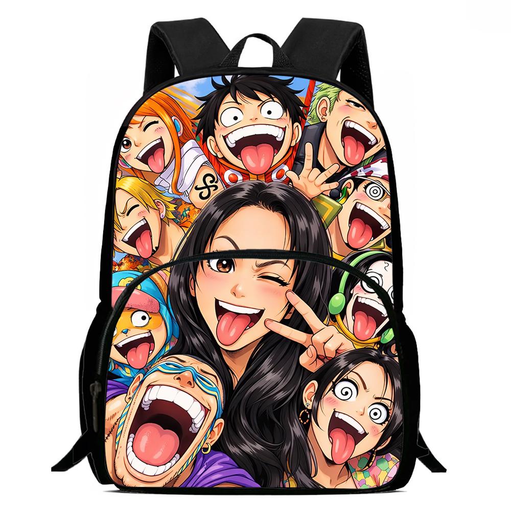 Рюкзак One Piece 15 дюймов с передним карманом для мальчиков и девочек, лучший подарок, легкий, прочный, мультяшный школьный рюкзак для детей, для путешествий