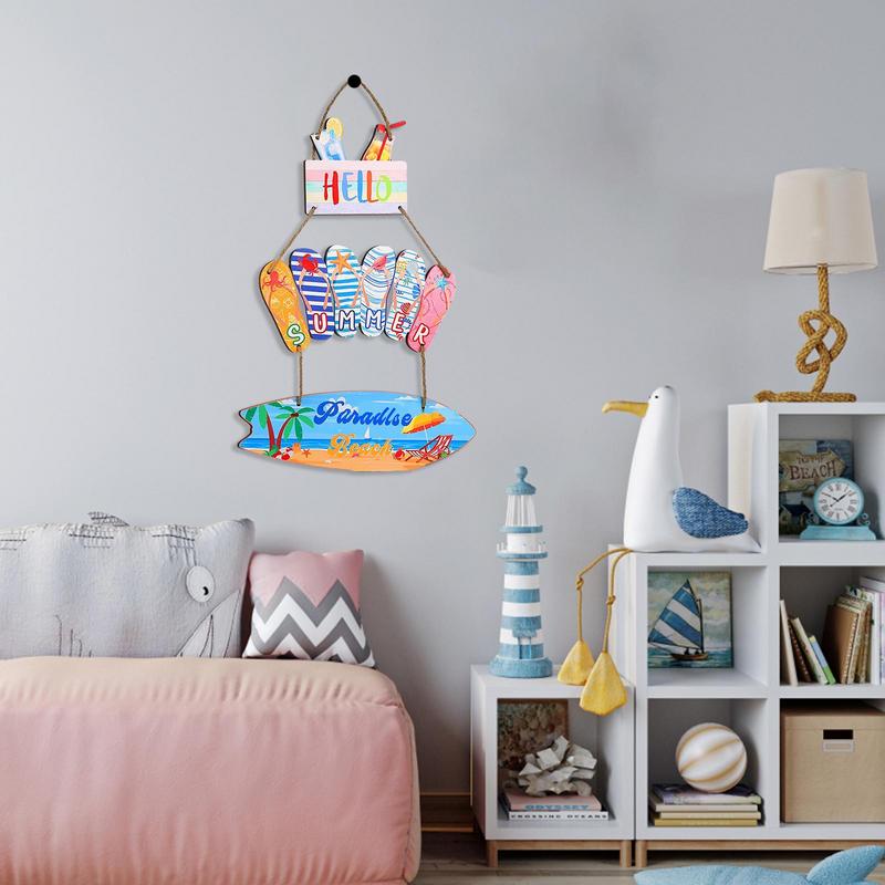 Beach Door Sign Color Printed Cartoon Coastal Yard Sign Beach Wall Decor Garden Accessories Decorative Ornaments For Family