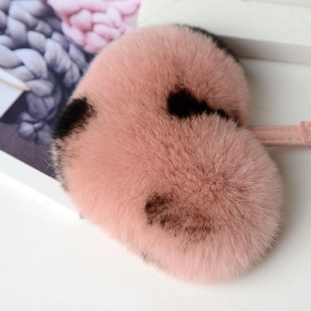 Rex Rabbit Fur Heart Fluffy Fur Keychain Cartoon Design Heart Plush Pendant Bag Decoration