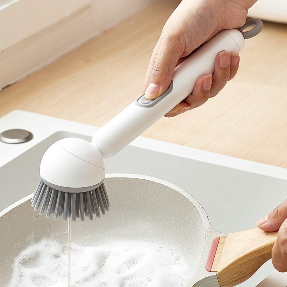 Press Out Liquid Refillable Liquid Washing Brush Dishwashing Brush Kitchen Pots Dishes Sink