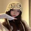 Fashion Handwoven Hollow Baotou Hat Women'S Crochet Ethnic Style Tassel Ear Protector Strap Sleeve Knitted Hat