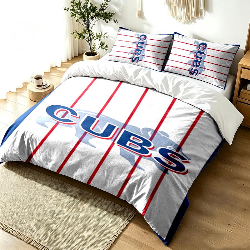 Chicago Cubs 3pc Duvet Cover Set Simple Modern Bedding Set Wrinkle Resistant Soft Fabric All Season Use a perfect gift