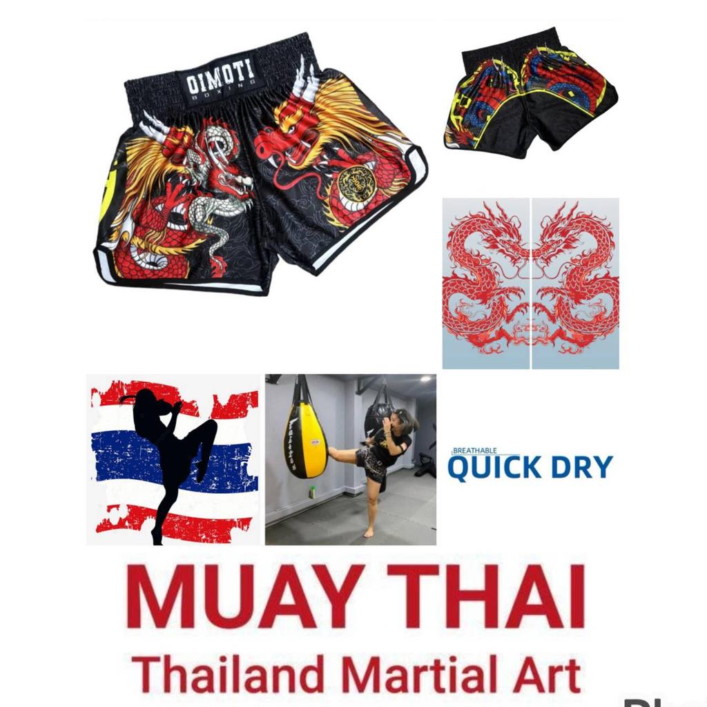 Twin Dragons Muay Thai Kickboxing Boxing MMA UFC Casual Shorts Gym Sport Unisex Men Women Workout Quick Dry Print Elastic High Waist Training