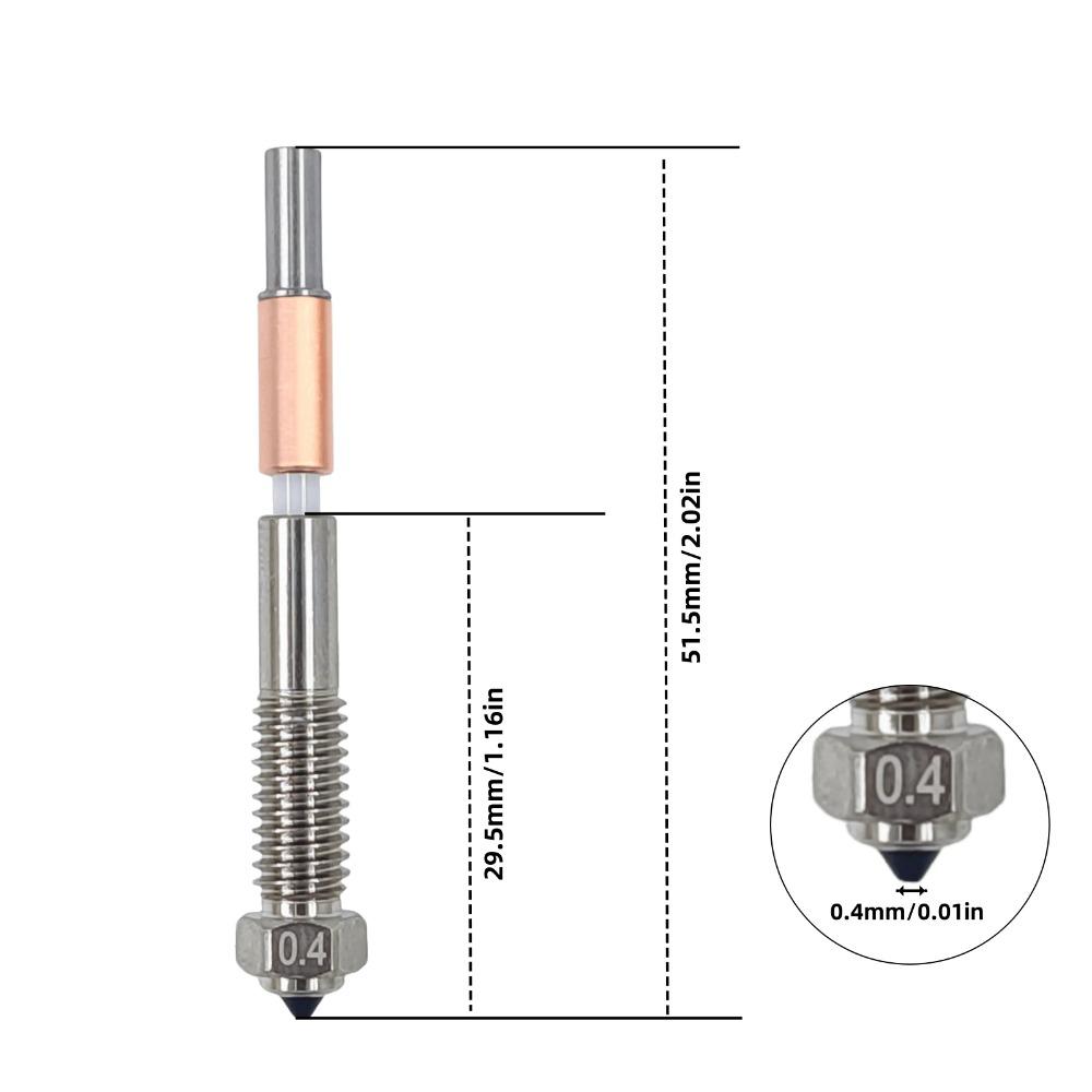 High Temperature Insulation Integrated Bimetal Ceramic Quick Removal Nozzle 0.2‑0.8mm for QIDI Plus 4 3D Printer Accessories