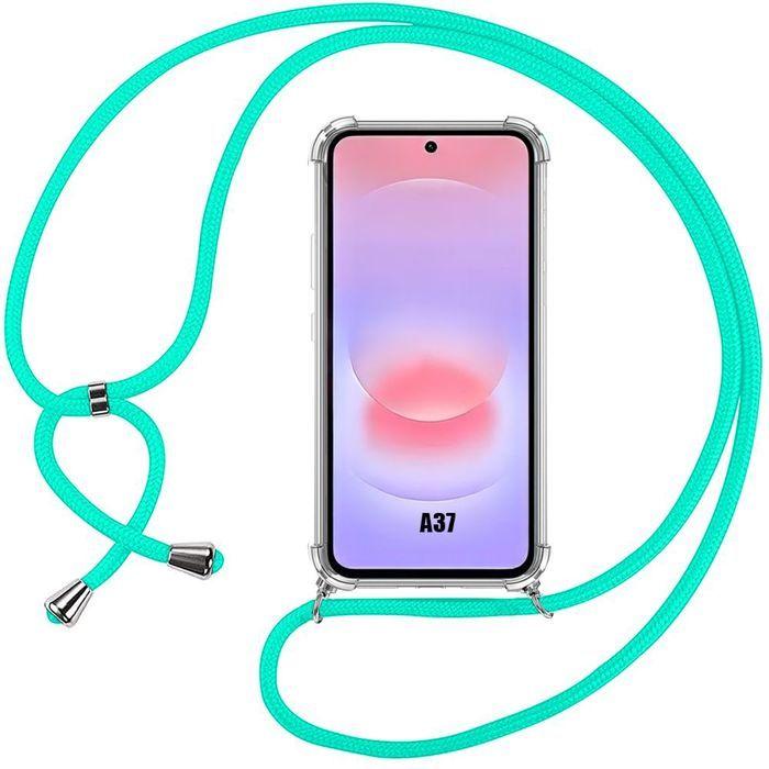 Coque pour Samsung Galaxy A37 5G, Protection Renforcée Souple avec Bandoulière Réglable Turquoise