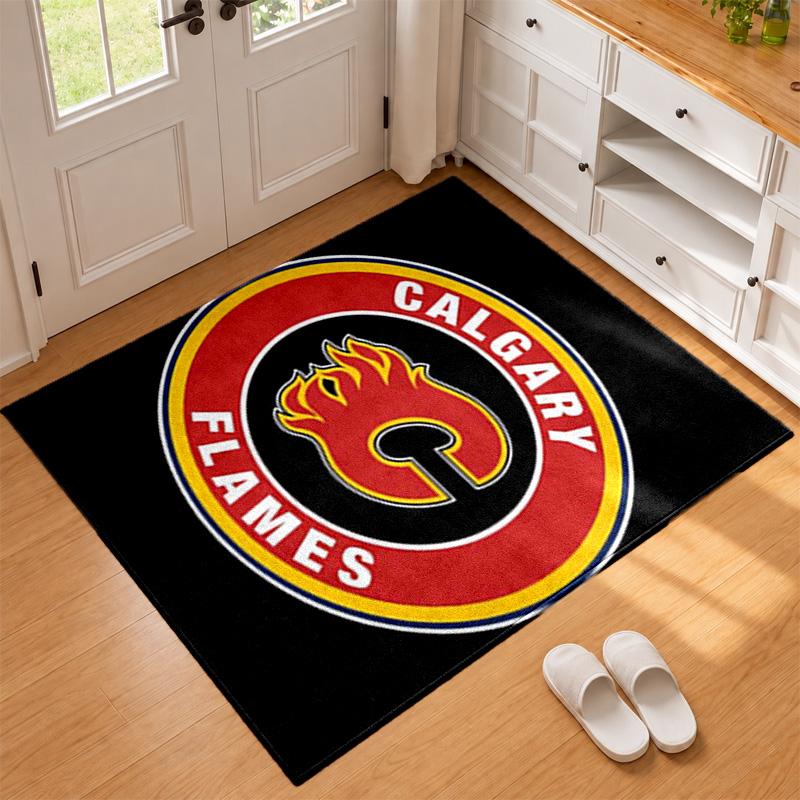 Calgary Flames Carpet Door Mat for Living Room or Bedroom Protective Mat Under Chair Office Decoration Christmas Gift Birthday Present