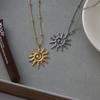 Нержавеющая Сталь Чеканный Спиральный Солнечный Кулон Ожерелье 18K Золото PVD Покрытие Водонепроницаемое Украшение Подарок Повседневное Гипоаллергенное