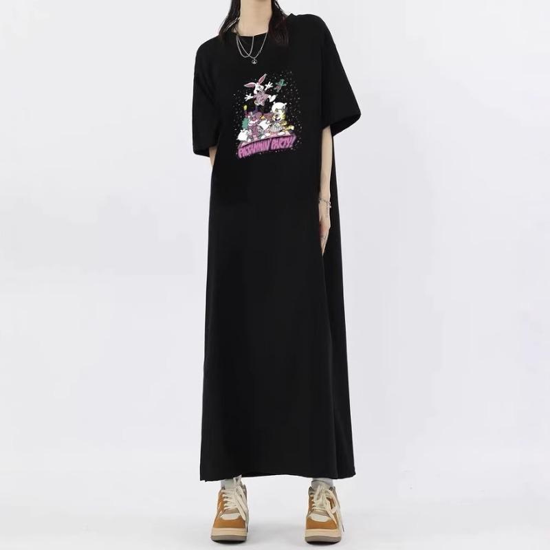 Женское летнее повседневное платье-футболка с короткими рукавами, большой размер, утягивающее платье средней длины