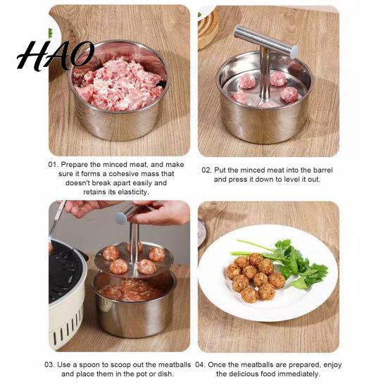 Kitchen Gadget for Meatballs Stainless Steel Meatball Maker, 6/12-Hole Manual Meat Press Mold Homemade Shaper Beef Pork Fish Balls, Non-Stick Shaper,
