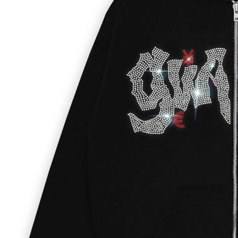 Узор со стразами и принтом топ-модного бренда с такой же курткой-кардиганом и свободной толстовкой на молнии для мужчин и женщин в Европе и Америке.