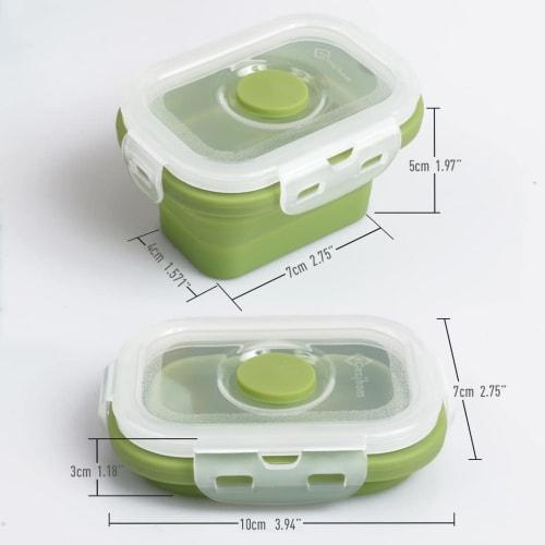 Cozihom Collapsible Silicone Food Storage Containers, Portion Control Containers with Clip-on Lids, Stackable, Space-Saving, Microwave, Refrigerator,