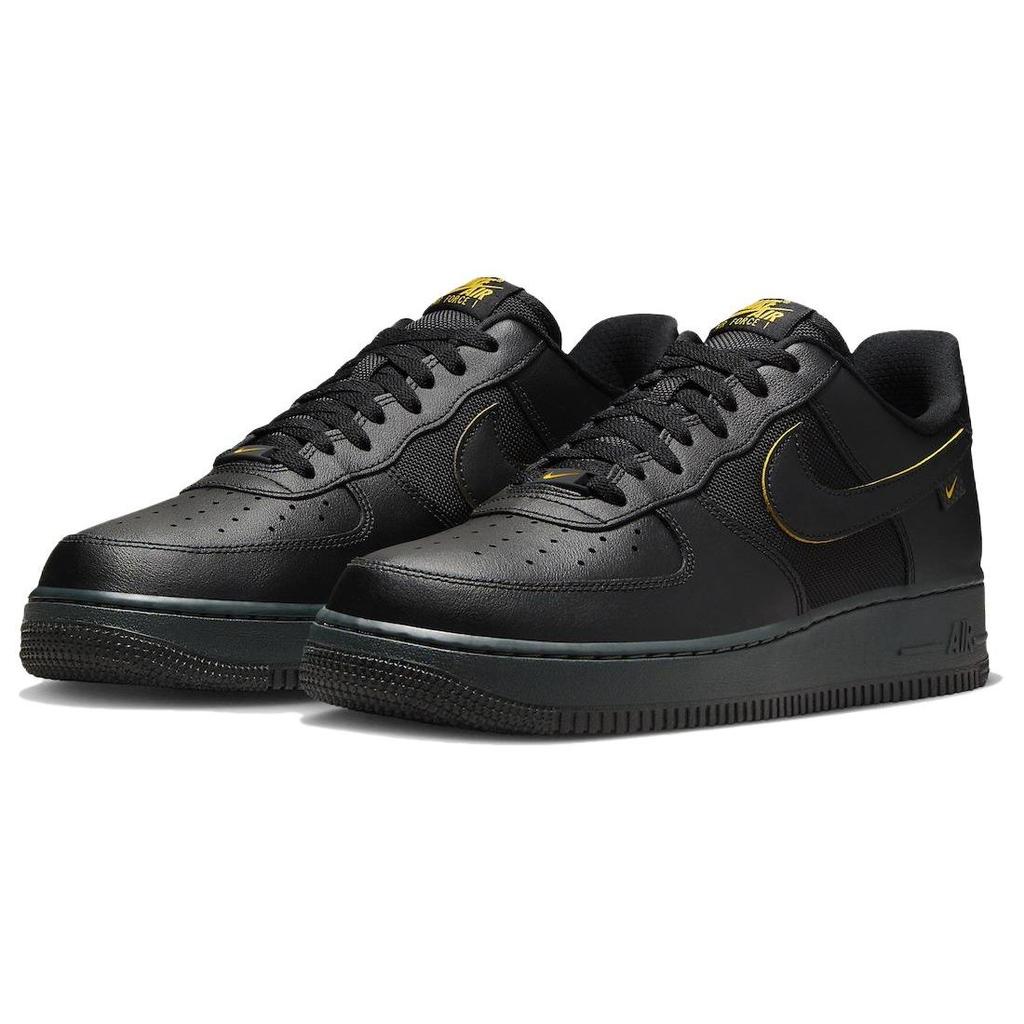 Nike Air Force 1 07 Черные университетские золотые мужские кроссовки темно-дымчато-серые FZ4617-001