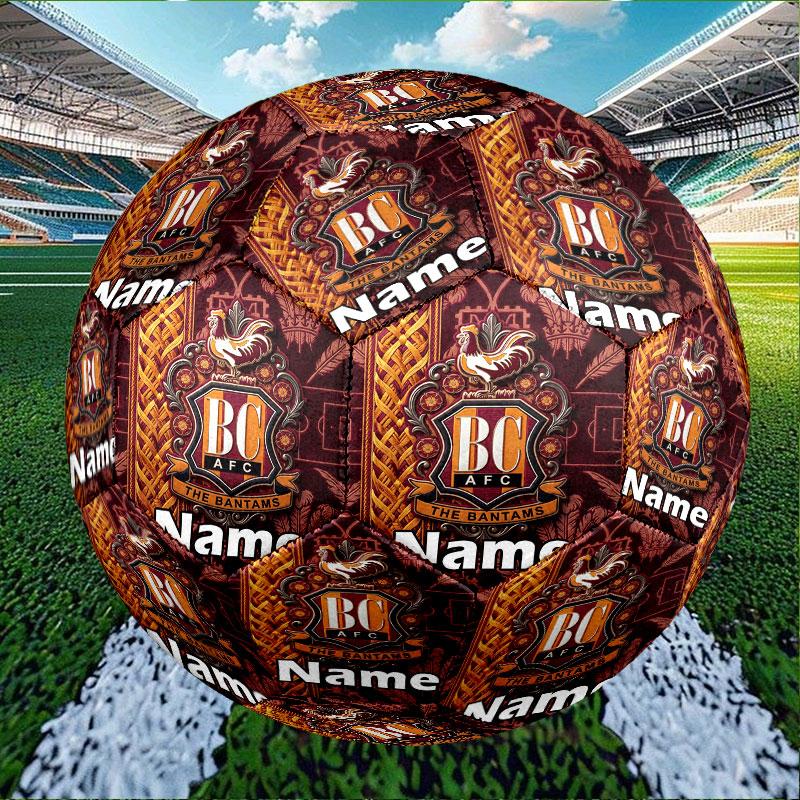 Custom Name Personalized Bradford City AFC Print Size 5 Soccer Ball Training & Match Football, for Team, Kicking, Gift for Football Enthusiasts