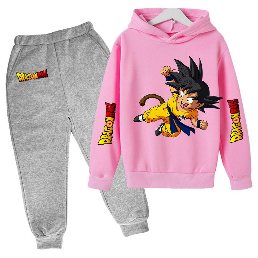 2025 MINISO New Winter Dragon BallHoodies+panrts Kids Clothes Boys Goku Sets for Children Sizes 100-160 Street Suit Kawaii Fashion Tops Anime