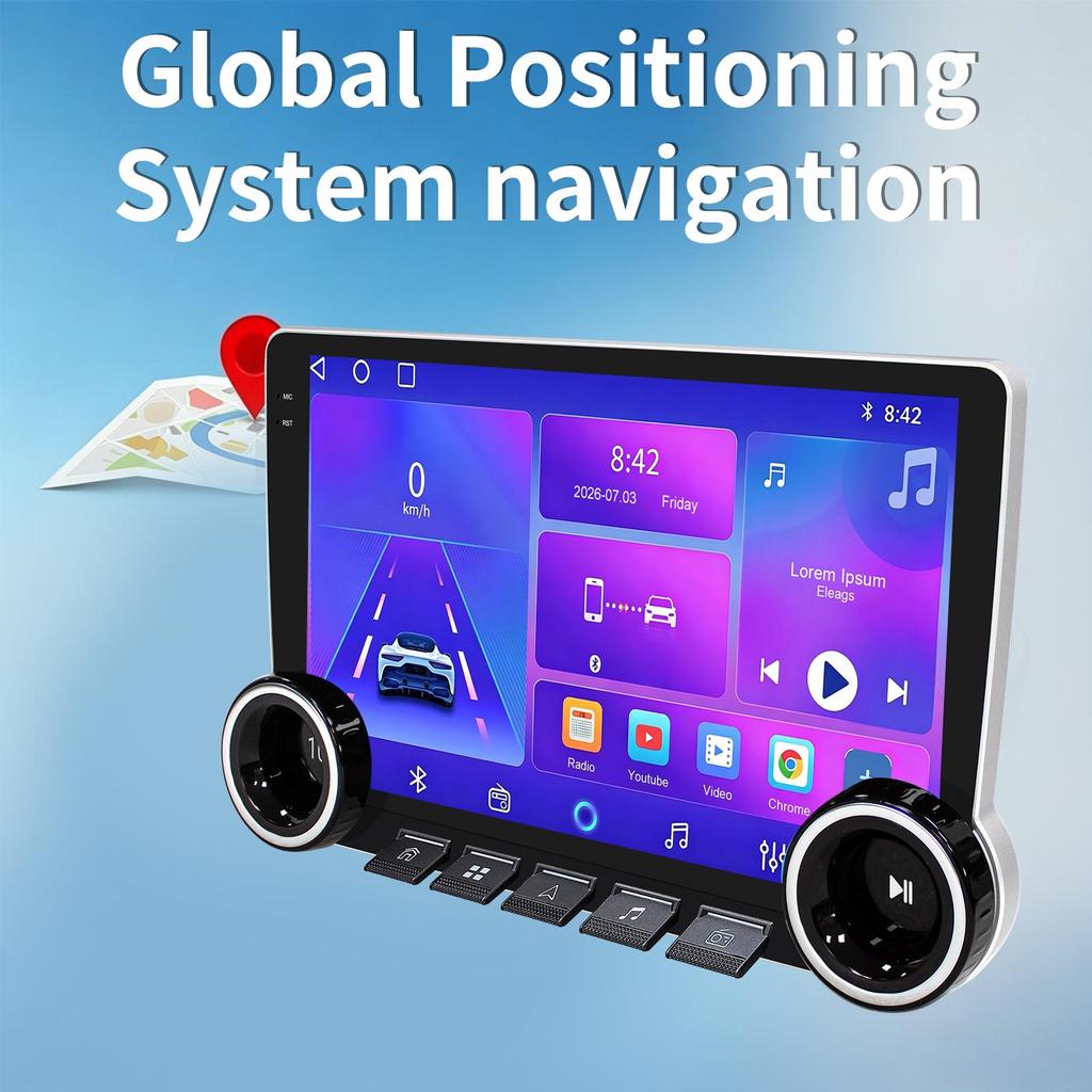 Universal car audio system, Android 15, supports CarPlay and Android Auto, 10.1-inch display, equipped with an AHD backup camera