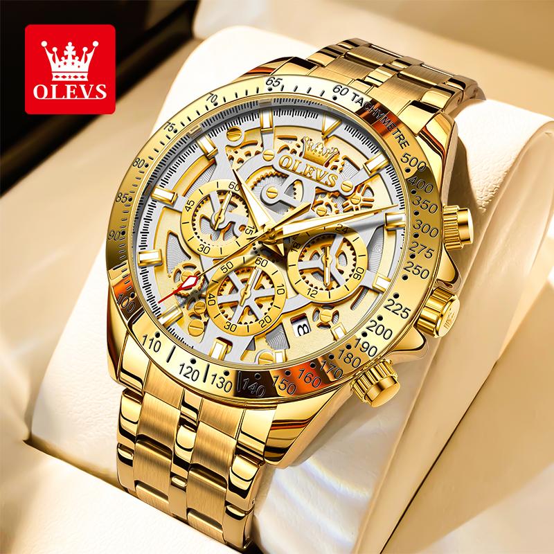 OLEVS Men's Watches Quartz Watches For Men Waterproof Luminous Chronograph Date 24 Hours Luxury Men Watches