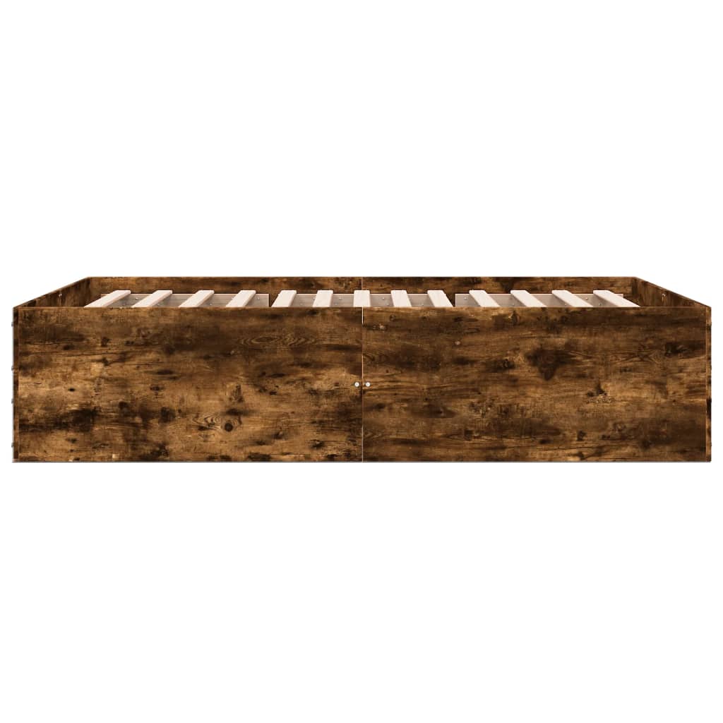 Bed Frame Smoked Oak 120 x 190 cm Engineered Wood