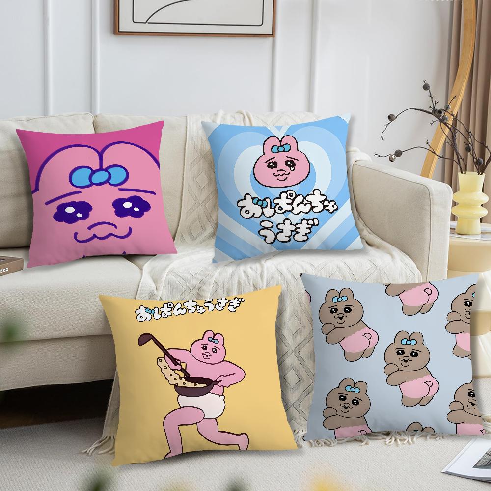 O-Opanchu Cute U-Usagi Pillow Case Fan Style Square Home Decor Cushion Cover Design Printed