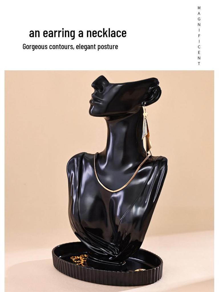Portrait Necklace and Earring Display Stand - Jewelry Model Holder