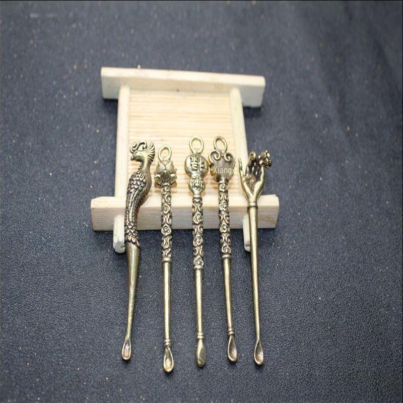 Ложка-прорезыватель для ушей из латуни Lotus Ruyi - брелок-подвеска из чистой меди