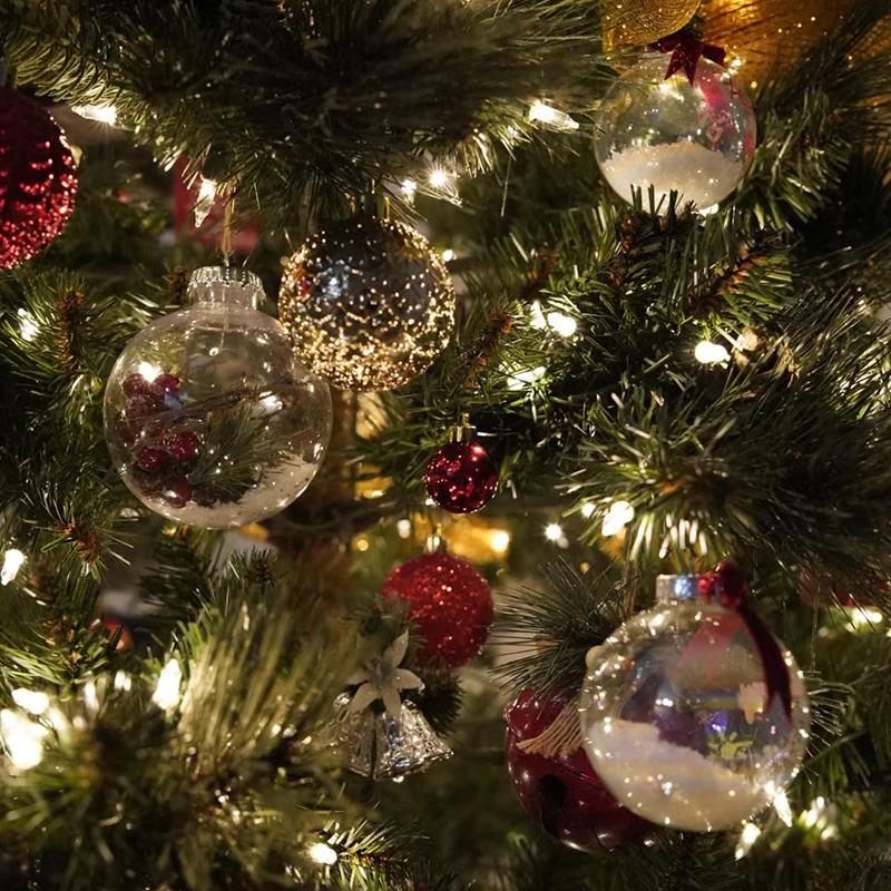 6 шт., прозрачный пластиковый рождественский шар, заполняемый орнамент, подвесная безделушка для рождественской елки, кулон 2023, рождественское украшение для дома, подарок Navidad