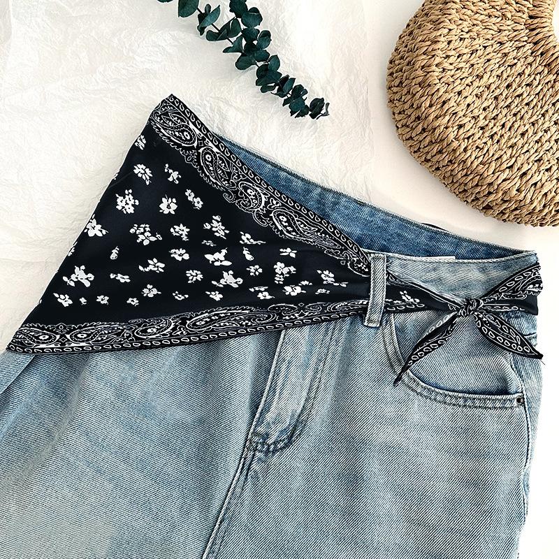 Женская повязка для волос в стиле ретро с узором пейсли и кешью, шелковый шарф Naza, простая мода, завязанные волосы, ромбовидный платок на голову