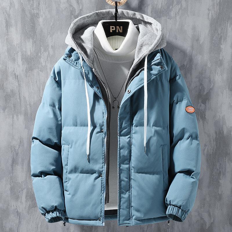 Men's Fall and Winter Casual Thickened Warm Jacket Zipper Hooded Jacket Cotton Jacket Fluffy Plus Size Jacket