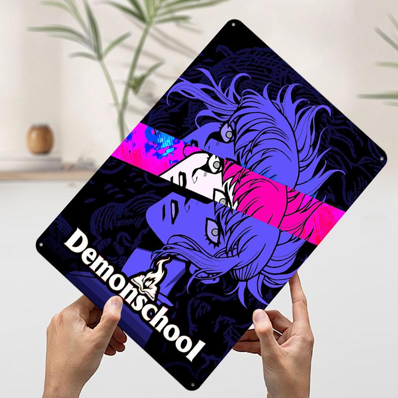 Demonschool Game Cover Art Printed Poster Customized Wall Art Retro Vintage Metal Tin Signs for Modern Home Decoration Luxury