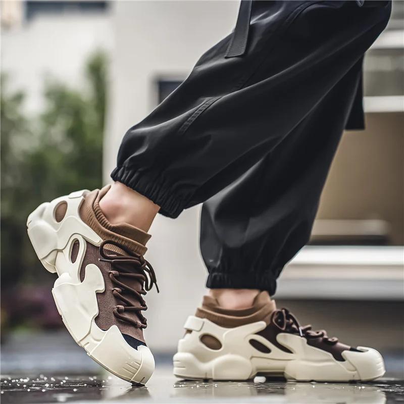 МодаМодные вязаные носки кроссовки мужские дышащие носки кроссовки мужские повседневные плоские кроссовки легкие летние спортивные мужские туфли без застежек