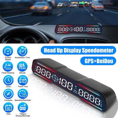 GPS-спидометр G19 Hud, бортовой компьютер, часы, высота, календарь, компас, время пройденного расстояния и сигнализация превышения скорости
