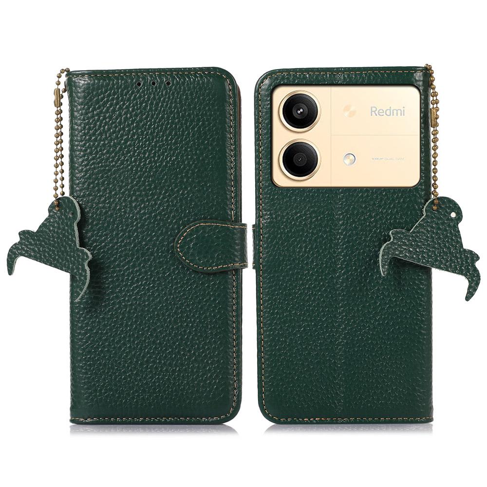 For Xiaomi Redmi Note 13R Pro 5G Genuine Cow Leather Phone Case with Card Slots