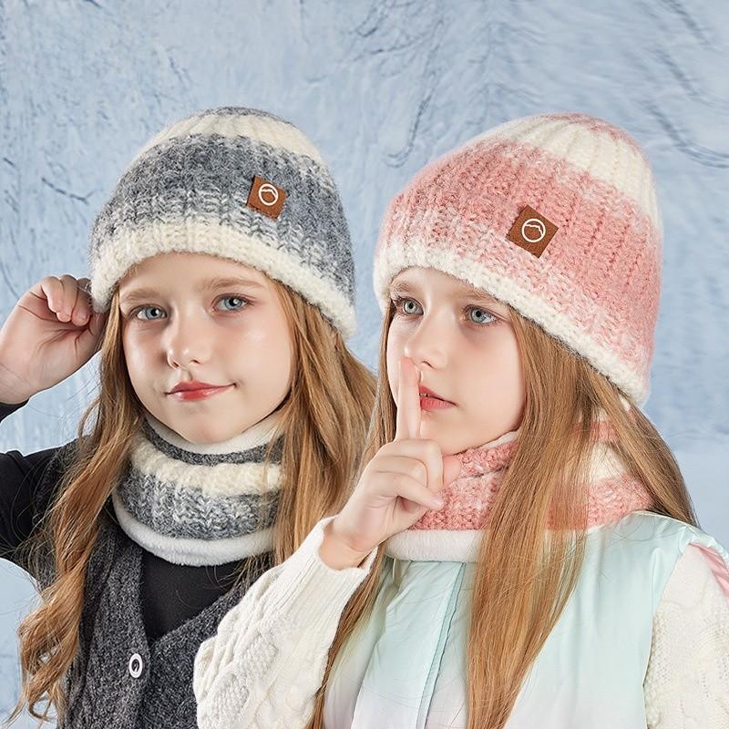 Childrens Knit Beanie Hat Set With Windproof Ear Protection For Winter Outdoor Use