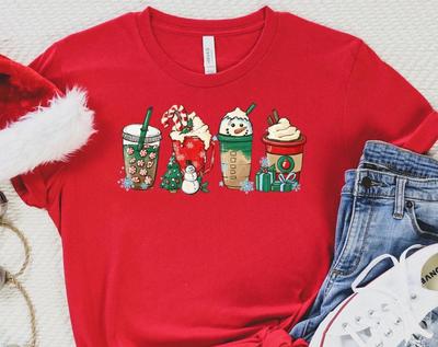Christmas Snowman Latte Shirt, Christmas Coffee T-Shirt, Xmas Iced Coffee Shirt, Christmas Latte Tee, Xmas Latte Shirts, Winter Coffee Tee