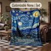 Starlit Mandala Theme Throw Blanket Custom Name Text Personalized Blanket Soft Cozy Blanket for Home Sofa Bed