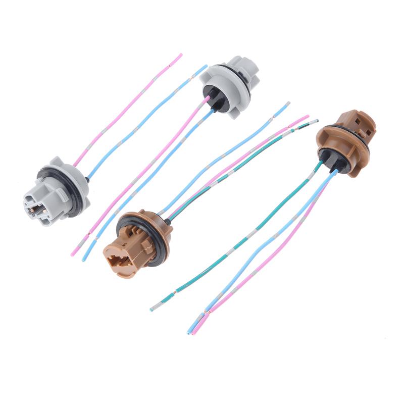 2Pcs T20 7443 W21/5W 7440 W21W Car Socket Adapter Base Female Plug Connect Wiring for Car Brake Lamp DRL Lamp Plastic+Wire