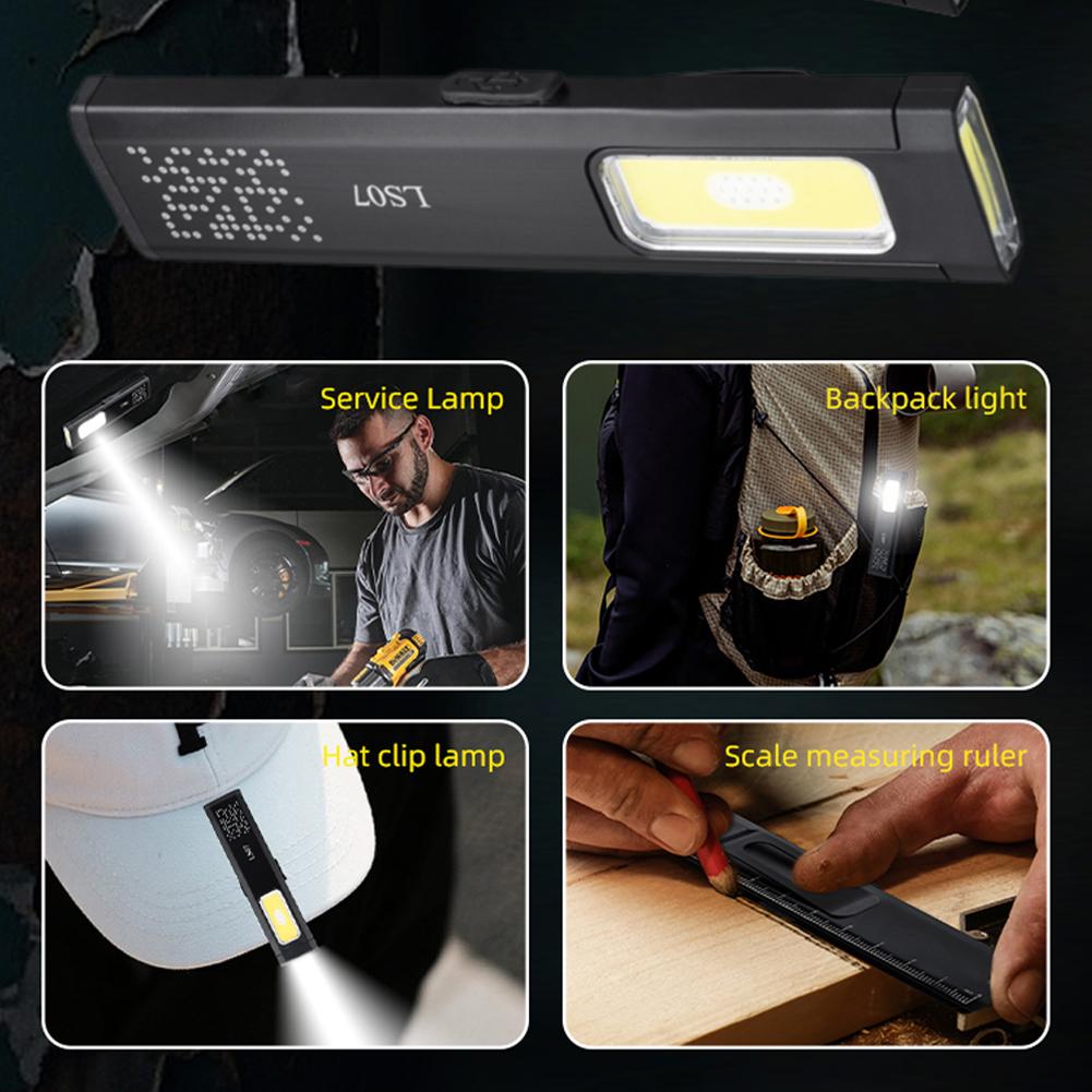 Mini Pocket LED Flashlight Rechargeable Type-C 800LM Waterproof Magnetic Torch 6 Modes with Clip for Camping Emergency Repair