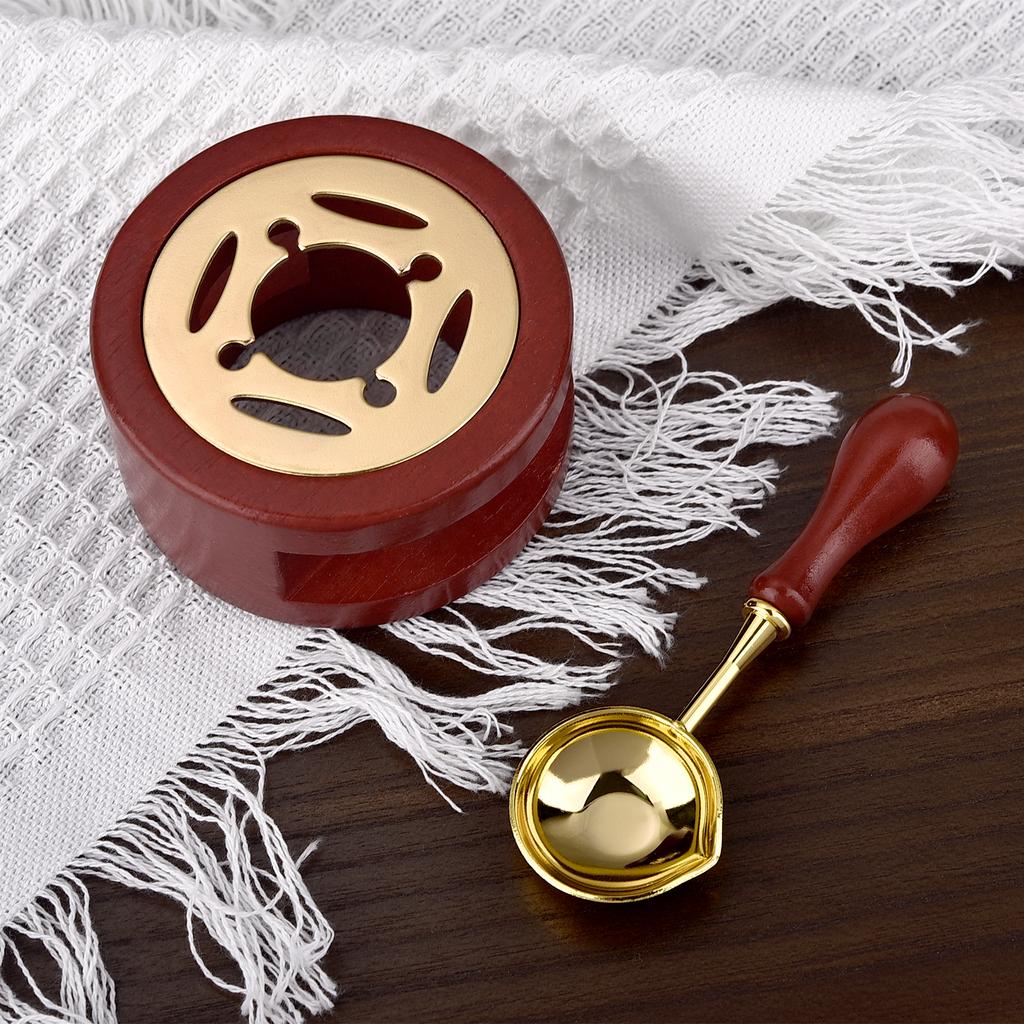 2/3Pcs Set Retro Sealing Wax Furnace Stove Pot Wood Handle Sealing Wax Spoon Wax Sealing Decorative For Candle Stamp Wax Stamp