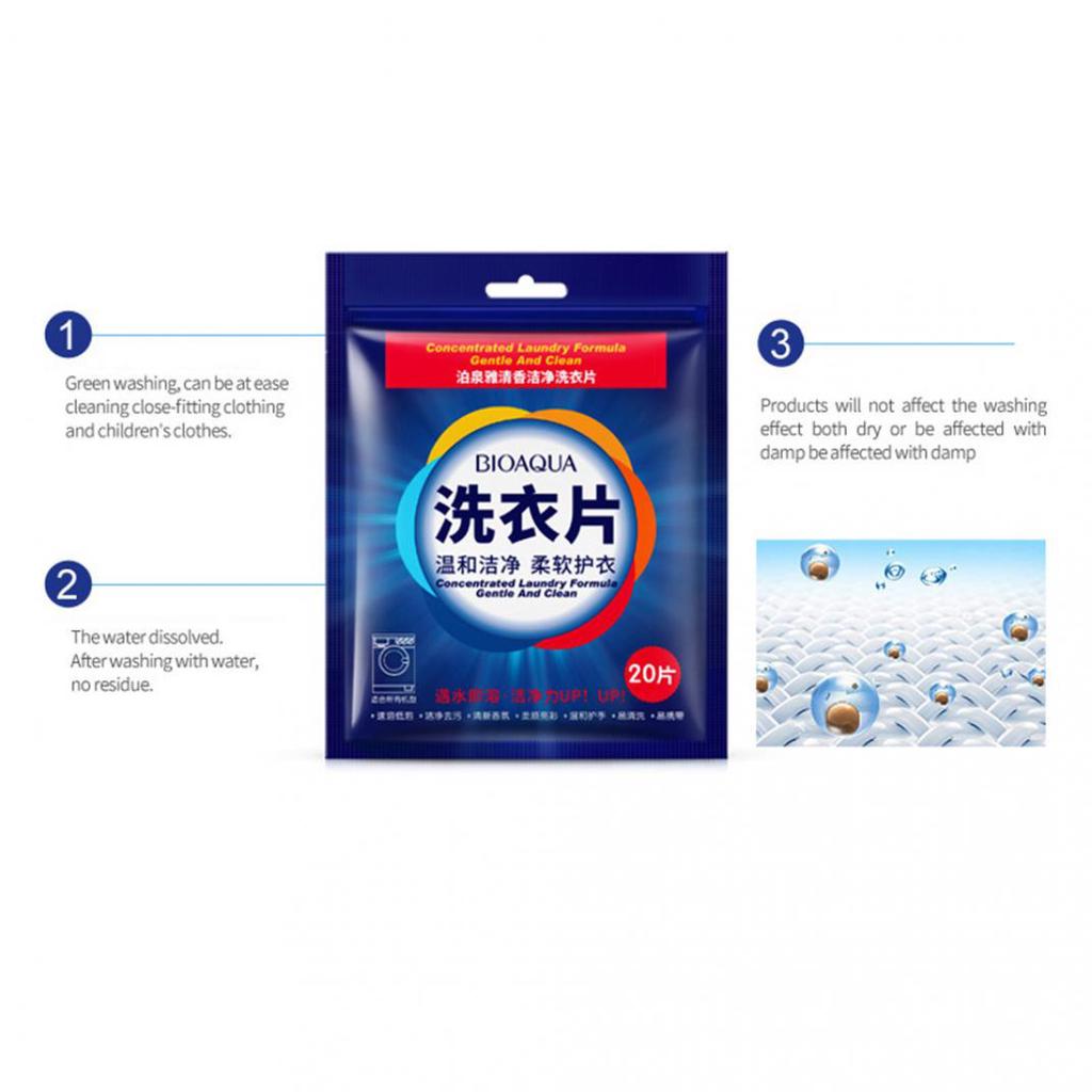 20Pcs/Bag Nano Super Concentrated Laundry Clean Gentle Washing Detergent Sheets