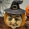 Pumpkin Face Sculpture Spooky Ghost Face Resin Pumpkin Figurine Halloween Tabletop Decoration for Indoor Outdoor Patio Home Decor