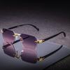 New Rectangle Rimless Women Sunglasses Luxury Brand Man Sun Glasses Retro Square Metal Eyewears Uv400 Trendy Goggles